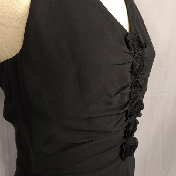 Black Silk Party Dress Bias Cut Feminine Flattering Midi Quality by Ann Taylor - Picture 3 of 8